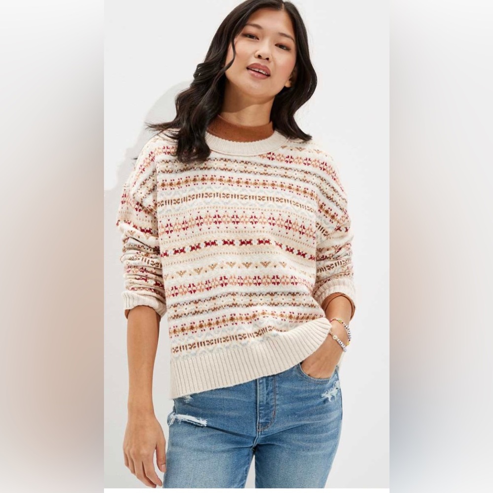 American Eagle Fair Isle Snowdrift Sweater